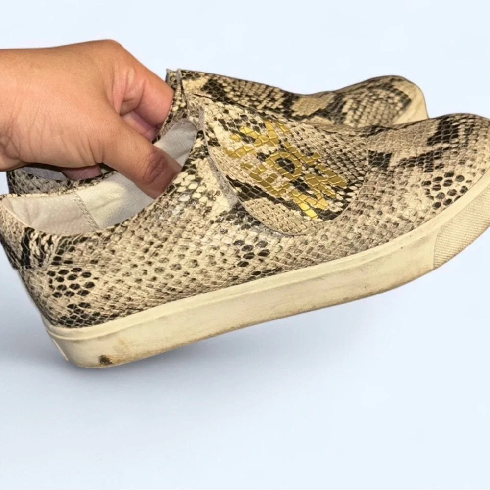 Sam Edelman Snake Print Slip-On Sneakers - Tan and Black